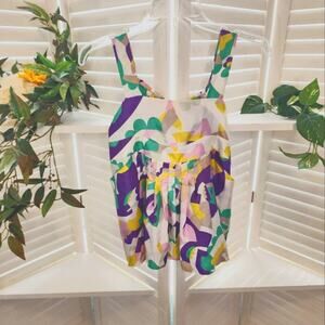 SEE BY CHLOE 100 % SILK  GEOMETRIC BLOUSE SIZE 2